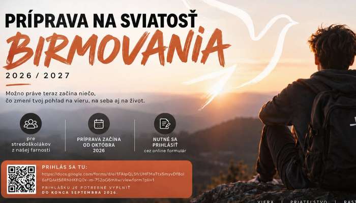 Plagát s informáciami k príprave na sviatosť Birmovania
